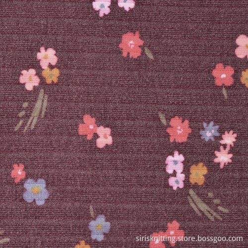 Ribbed Fabric Chunky Floral Printed Fabrics Custom Fabric